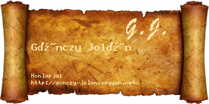 Gönczy Jolán névjegykártya